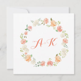 Elegante perzik bloem Waterverf bruiloft uitnodigi Kaart