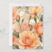 Elegante perzik bloem zwart goud kaart (Achterkant)