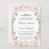 Elegante perzik bloemblaadjes islamitische moslim kaart (Voorkant)