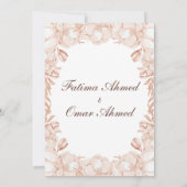 Elegante Perzik Bloemen Islamitische Moslim Bruilo Kaart (Achterkant)