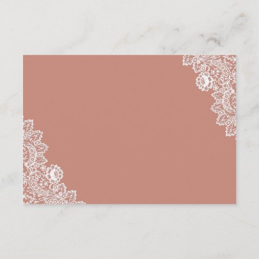 Elegante Perzik Bloemen Kant Bruiloft Details Informatiekaartje (Achterkant)