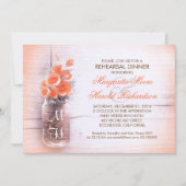 Elegante perzik bloemen Mason Jar repetitie diner Kaart (Voorkant)