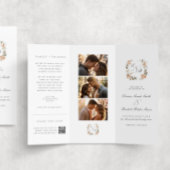 Elegante Perzik Bloemen Trifold Wedding Programma