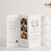 Elegante Perzik Bloemen Trifold Wedding Programma