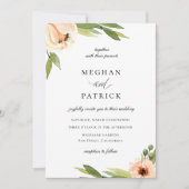 Elegante perzik bloemenbruiloft kaart (Voorkant)