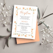 Elegante perzik bloemenbruiloft receptie informatiekaartje