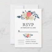 Elegante perzik bloemenbruiloft RSVP kaartje (Voorkant)