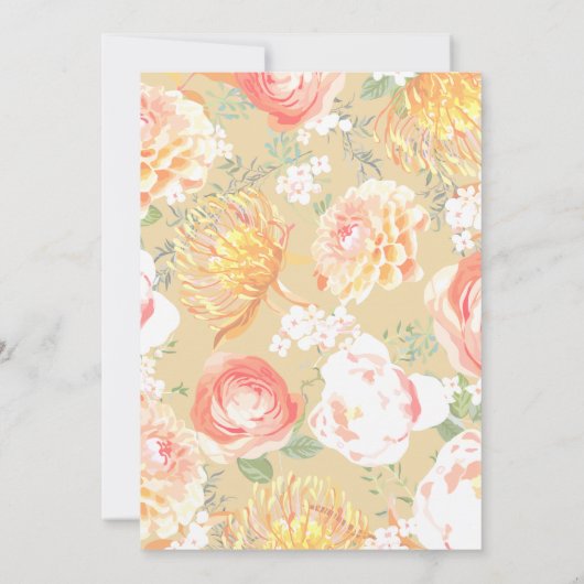 Elegante perzik bloemenkrans uitnodigingen (Achterkant)