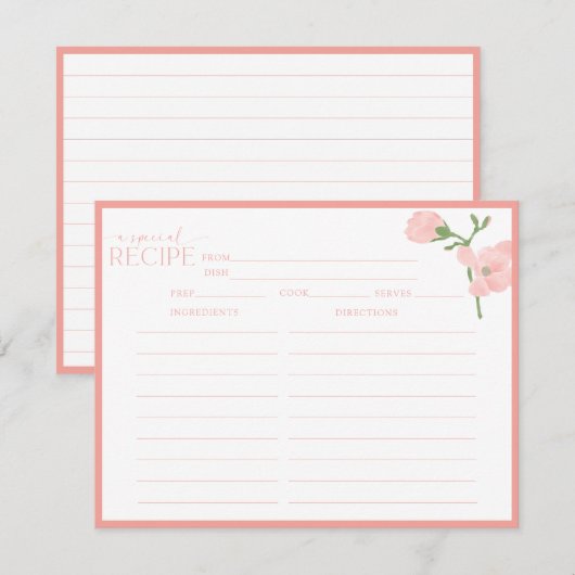 Elegante perzik bloemenrecept Kaart (Voorkant / Achterkant)