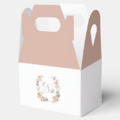 Elegante Perzik Bloementuin Monogram Crest Bedankdoosjes (Geopend)