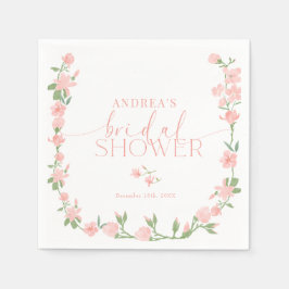 Elegante perzik bloemetuin bruidsdouche servet