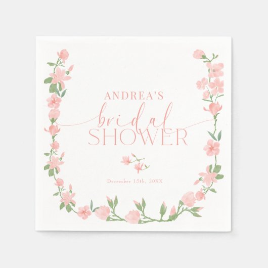 Elegante perzik bloemetuin bruidsdouche servet (Voorkant)