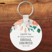 Elegante perzik bloemige bruids douche cadeautje sleutelhanger (Voorkant)