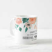 Elegante perzik bloemige bruidsdouche aangepaste g koffiemok (Voorkant links)