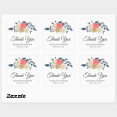 Elegante Perzik Bloemige Bruiloft Vierkante Sticker (Vel)