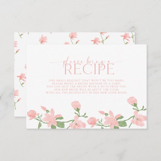 Elegante perzik bloemige graag een recept mee te b informatiekaartje (Voorkant / Achterkant)