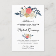 Elegante Perzik Bloemige Islamitische Mehndi Cerem
