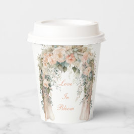 Elegante perzik bloemige papieren trouwcup bekers