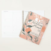 Elegante Perzik Bloemige Persoonlijke Bruid Trouw- Planner (Display)