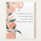 Elegante Perzik Bloemige Persoonlijke Bruid Trouw- Planner (Achterkant)