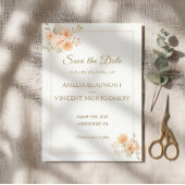 Elegante Perzik Bloemige Save the Date Trouw Uitno