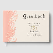 Elegante Perzik Bloemige Spiraal Gastenboek (Voorkant)