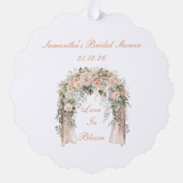 Elegante perzik bloemige trouw favor tags ornament kaart