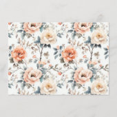 Elegante Perzik Bloemmotief Informatiekaartje (Achterkant)