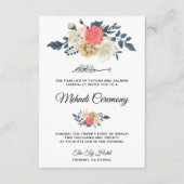 Elegante Perzik Bloemrijke Islamitische Mehndi Cer Informatiekaartje (Voorkant)