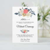 Elegante Perzik Bloemrijke Islamitische Mehndi Cer Informatiekaartje (Staand voorkant)