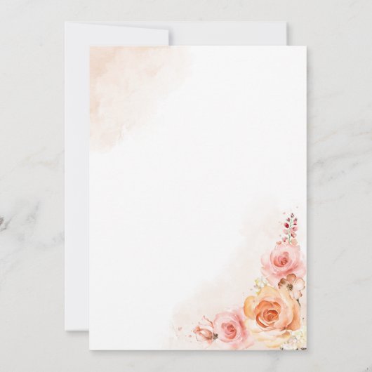 Elegante Perzik Blush Bloemen Boho Bruiloft Kaart (Achterkant)