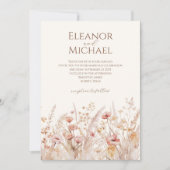 Elegante Perzik Blush Waterverf Bloemen Bruiloft Kaart (Voorkant)