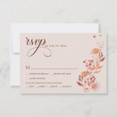 Elegante Perzik Boho Stijl Bloemencode QR code RSV RSVP Kaartje (Voorkant)