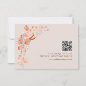 Elegante Perzik Boho Stijl Bloemencode QR code RSV RSVP Kaartje (Achterkant)