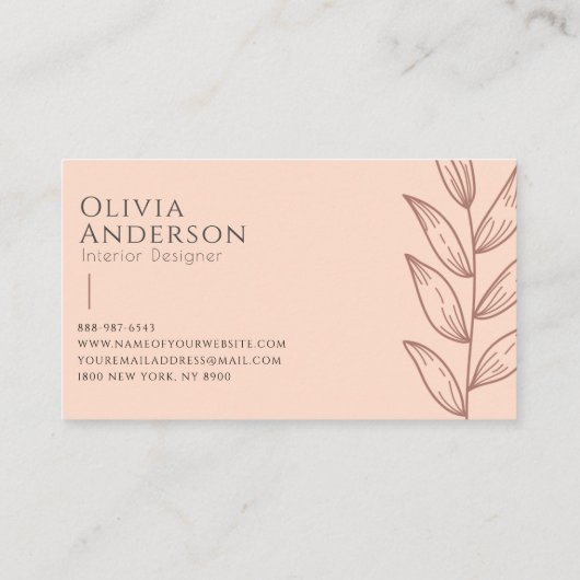 Elegante Perzik Boho Tropisch Modern Visitekaartje (Achterkant)