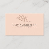 Elegante Perzik Boho Tropisch Modern Visitekaartje (Voorkant)