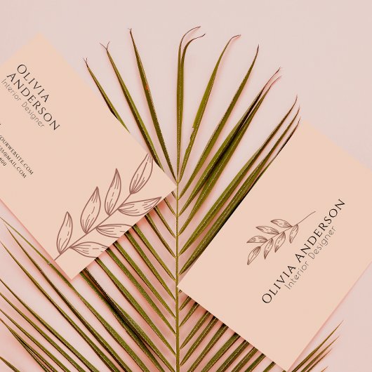 Elegante Perzik Boho Tropisch Modern Visitekaartje