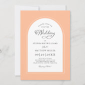 Elegante Perzik Boog Moderne Calligrafie Bruiloft  Kaart (Voorkant)