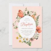 Elegante perzik botanische doop kaart (Voorkant)