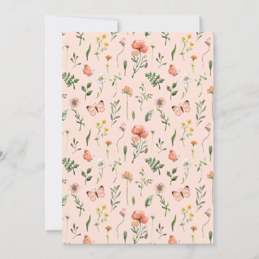 Elegante perzik botanische doop kaart (Achterkant)