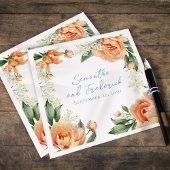 Elegante perzik bruiloft aangepaste bloem servet