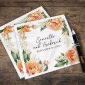 Elegante perzik bruiloft Bloemen Custom Servet