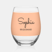 Elegante perzik bruiloft bruidsmeisje Keepsake Wijnglas Zonder Voet (Voorkant)