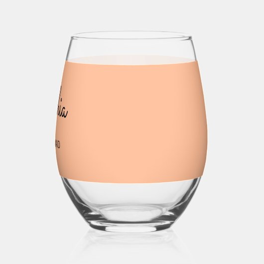 Elegante perzik bruiloft bruidsmeisje Keepsake Wijnglas Zonder Voet (Links)