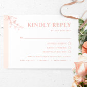 Elegante perzik bruiloft met / zonder maaltijd RSVP kaartje