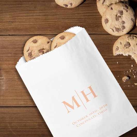 Elegante perzik bruiloft monogram Custom Bedankzakje