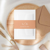 Elegante perzik bruiloft monogram Eenvoudig Uitnodigingen Wikkel