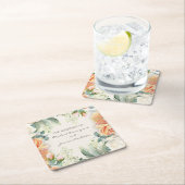 Elegante Perzik Cream Bloemen Bruid Bruidegom Kartonnen Onderzetters (Insitu)