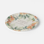 Elegante Perzik Cream Floral Eucalyptus Wedding Papieren Bordje (Gekanteld)
