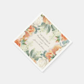 Elegante Perzik Cream Floral Eucalyptus Wedding Servet (Hoek)